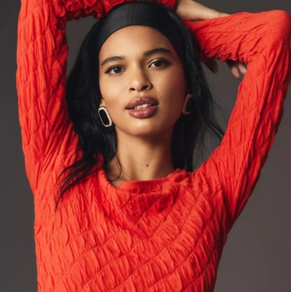 Red square neck crop top from Anthropologie, size Medium